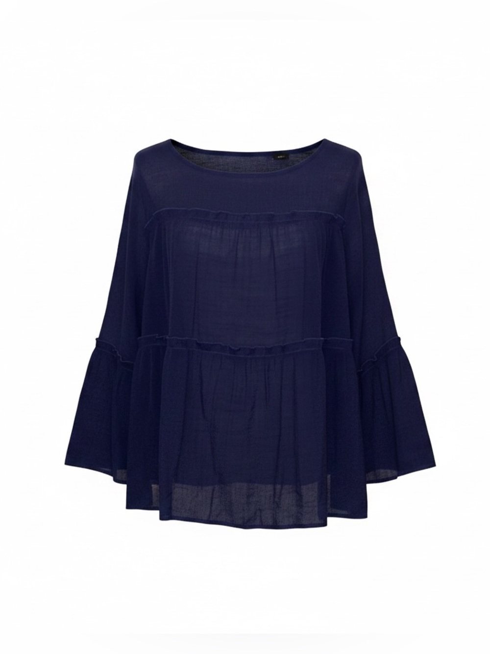 NEW DIRECTIONS Navy Blue Tiered
Swing Top Blouse Long Bell
Sleeve Size 1X